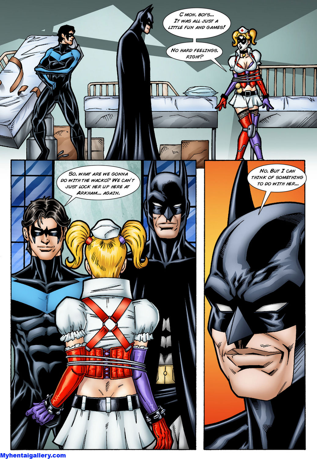 1037px x 1500px - Batman And Nightwing Discipline Harley Quinn Porn Comic - Page 004