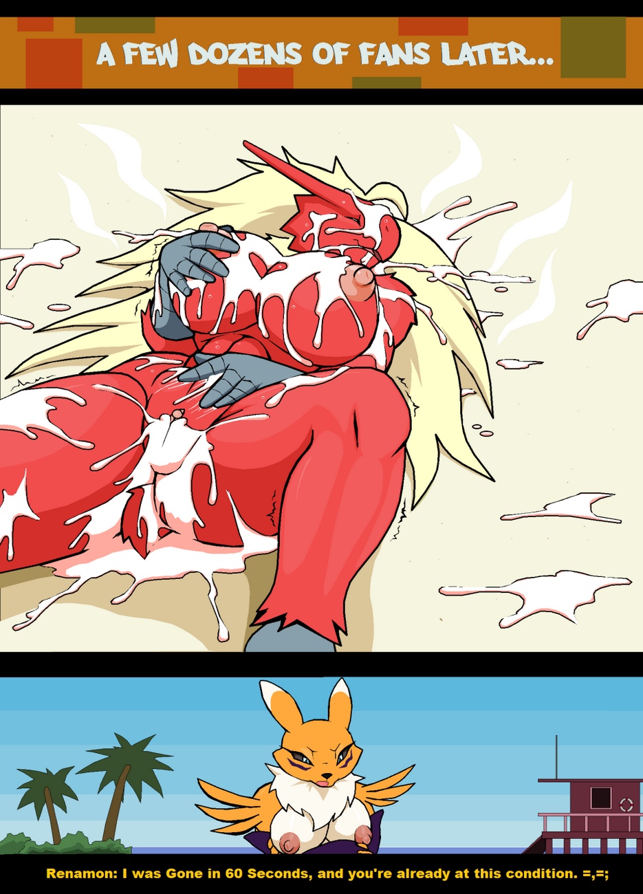 Blaziken (And Renamon) On The Beach Porn Comic - Page 005