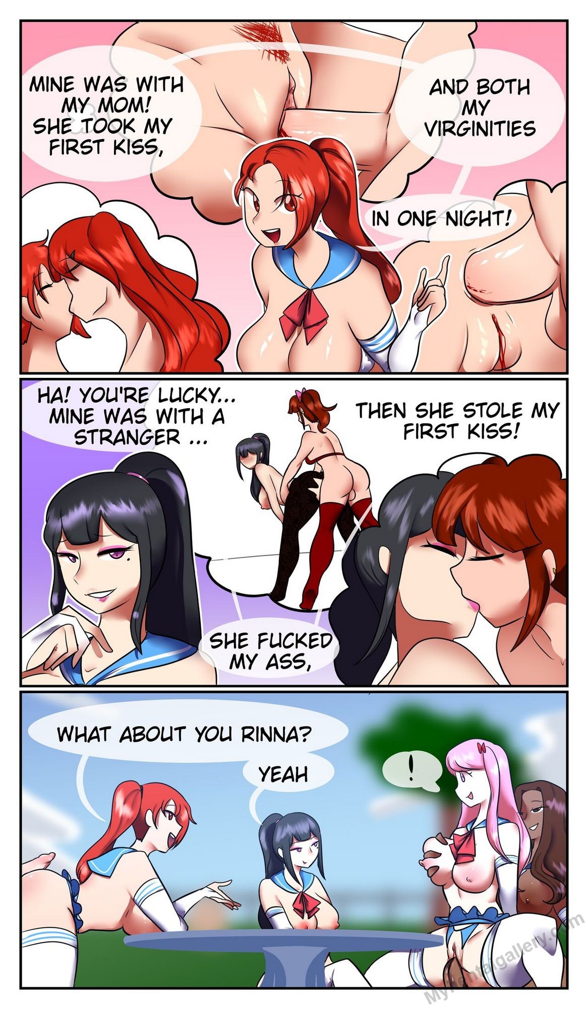 Her First Kisses - Friend Group Discusses Their First Kiss Porn Comic - Page 002