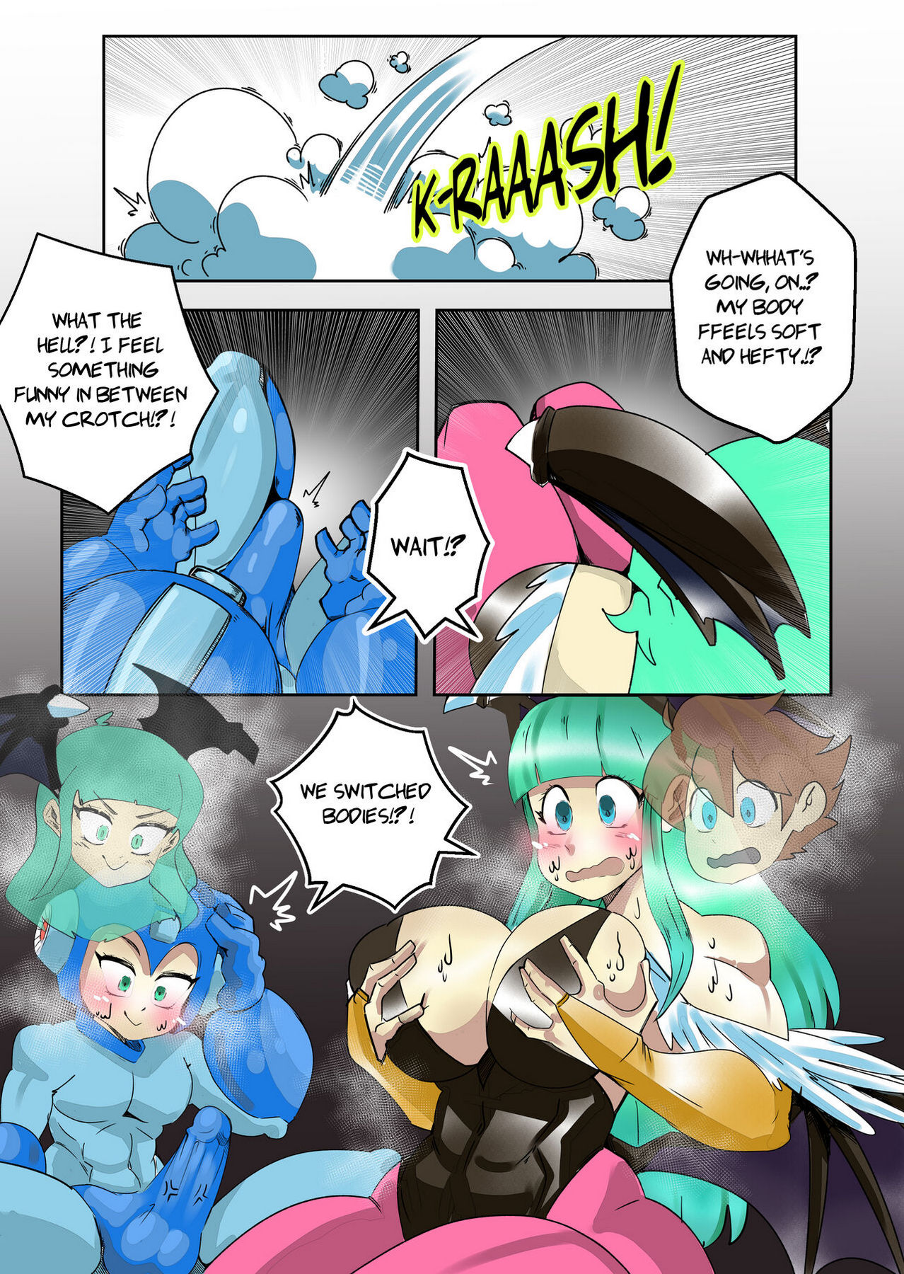 Megaman x Morrigan Body Swap Porn Comic - Page 002