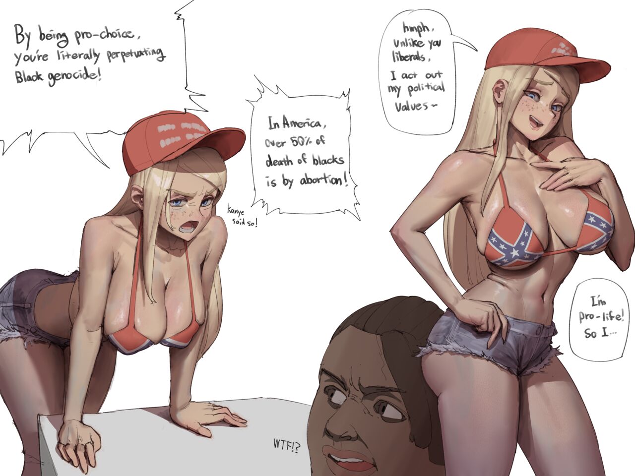 Pro-life MAGA Blonde Porn Comic - Page 001