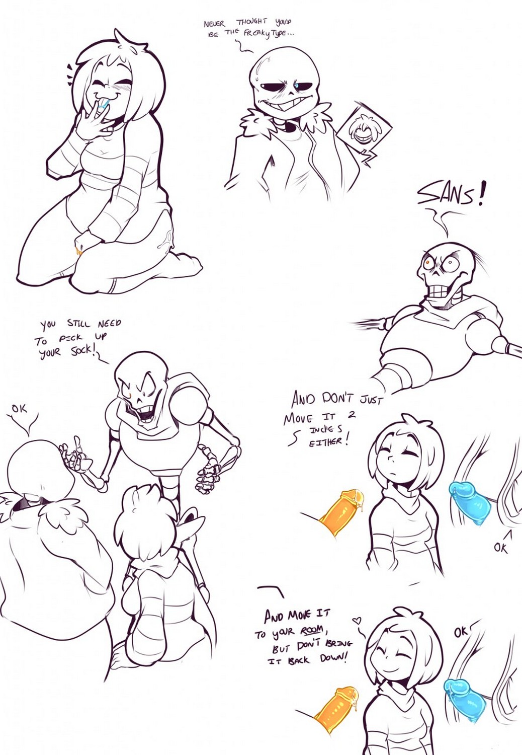 Sans x Frisk x Papyrus Porn Comic - Page 012