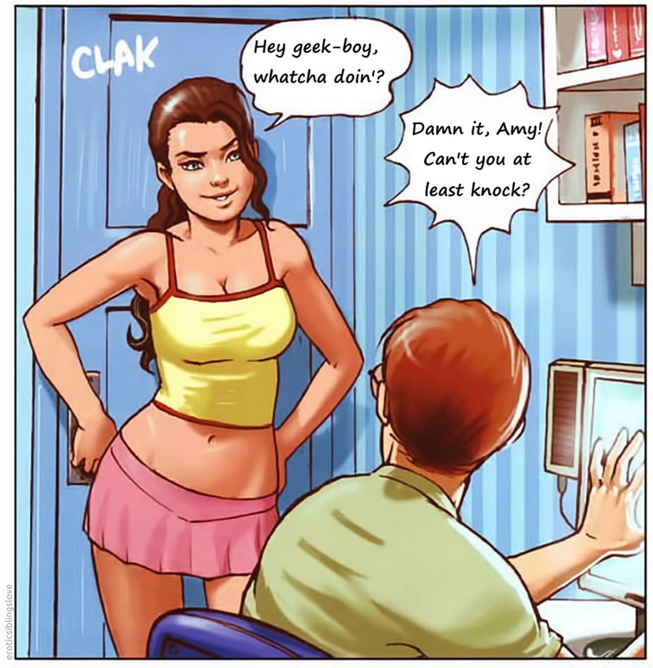 Sister Catches Brother Porn Comic Page 006 