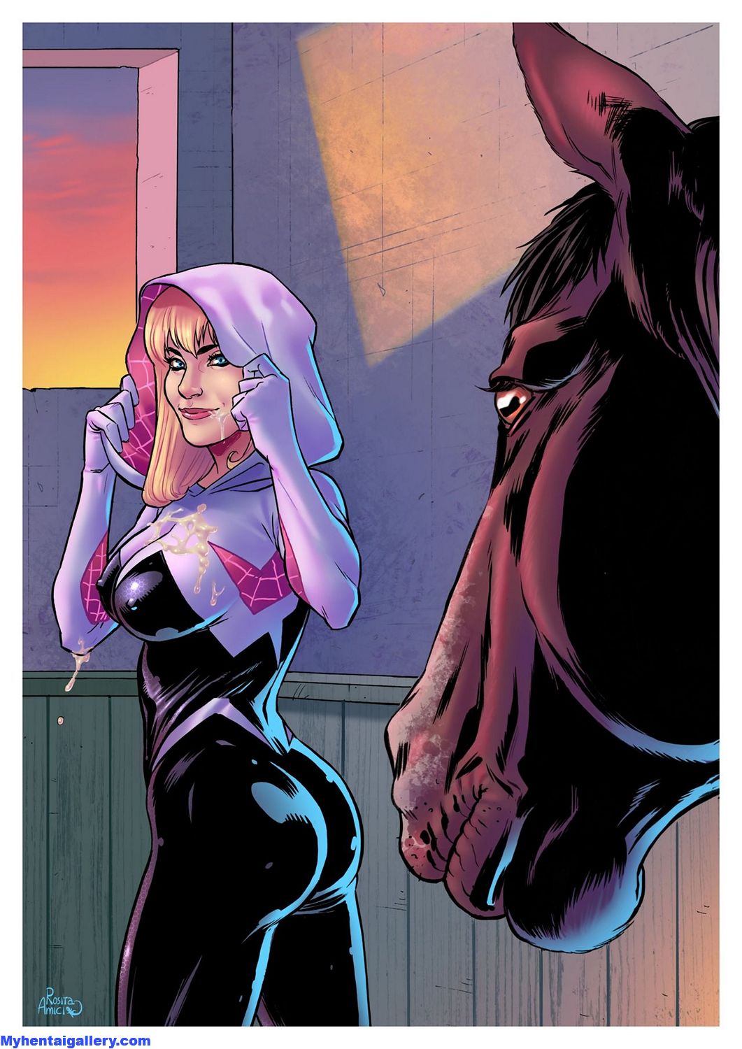 Spider-Gwen - Luv Horses HD Hentai Porn Comic - 008