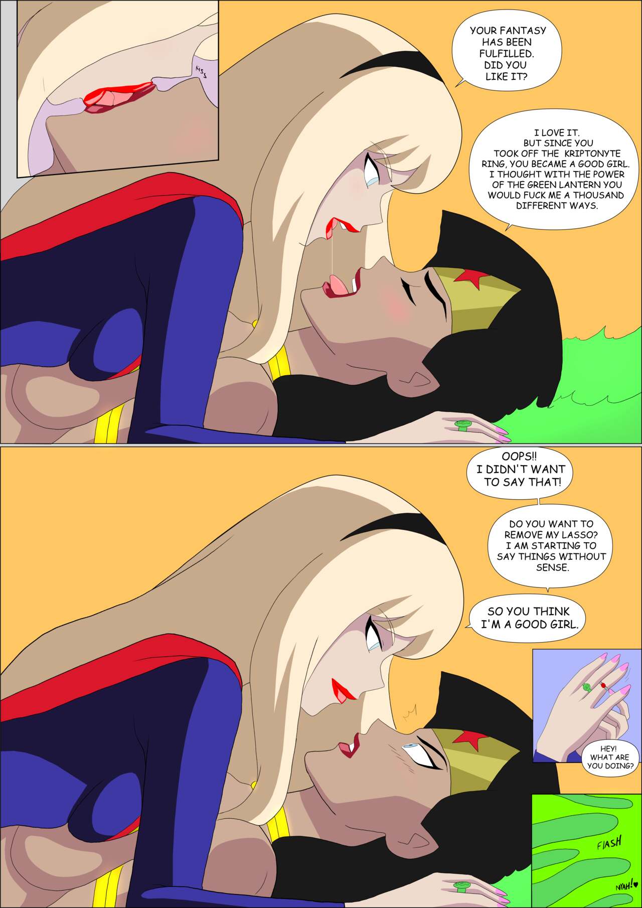 Green Woman Porn - Supergirl X Wonder Woman Porn Comic - Page 020